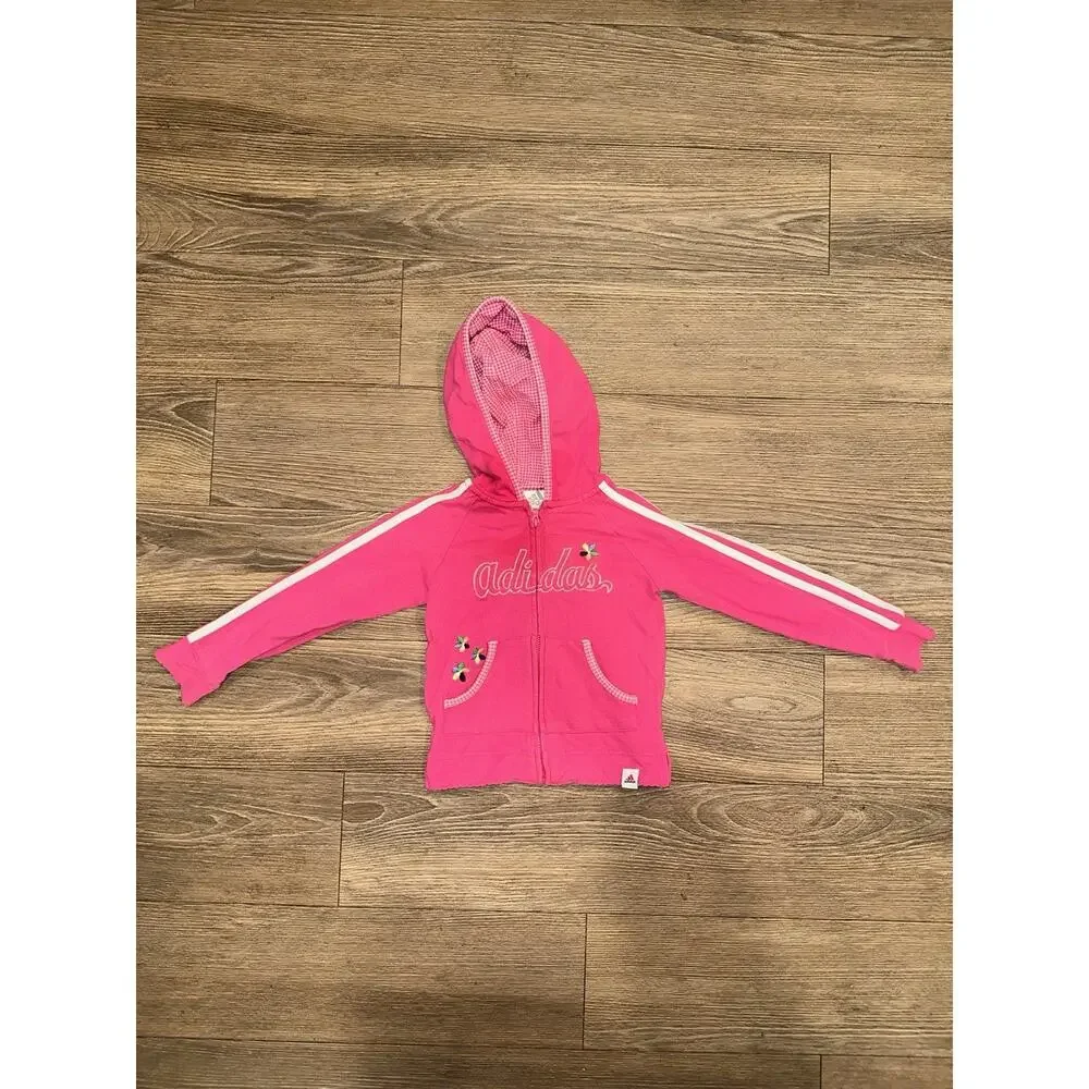 Adidas Pink Flowers Zip Up With Hood Girls/Kids Size 3T